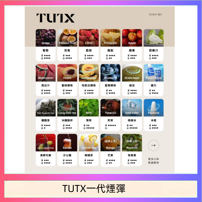 TUTX電子菸一代煙彈 3入裝 通用1代系列【28種口味】