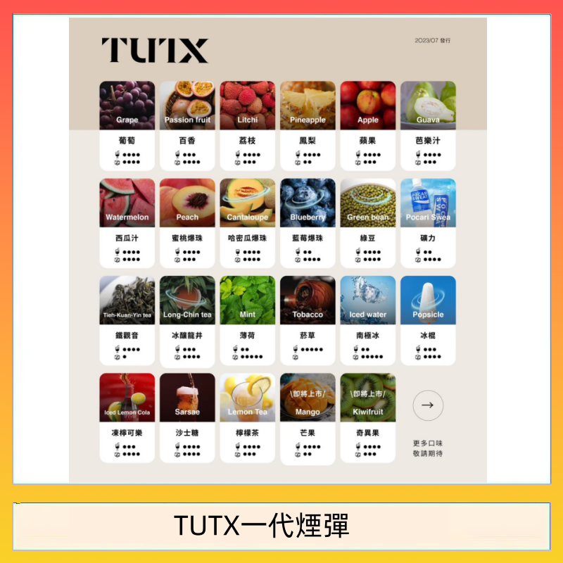 TUTX電子菸一代煙彈 3入裝 通用1代系列【28種口味】